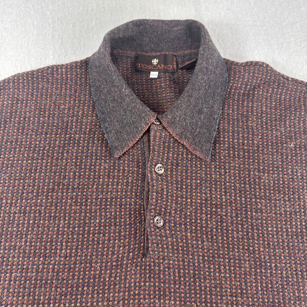 Vintage Toscano Polo Sweatshirt Mens XLT Made In Italy Wool Blend Geometric Top